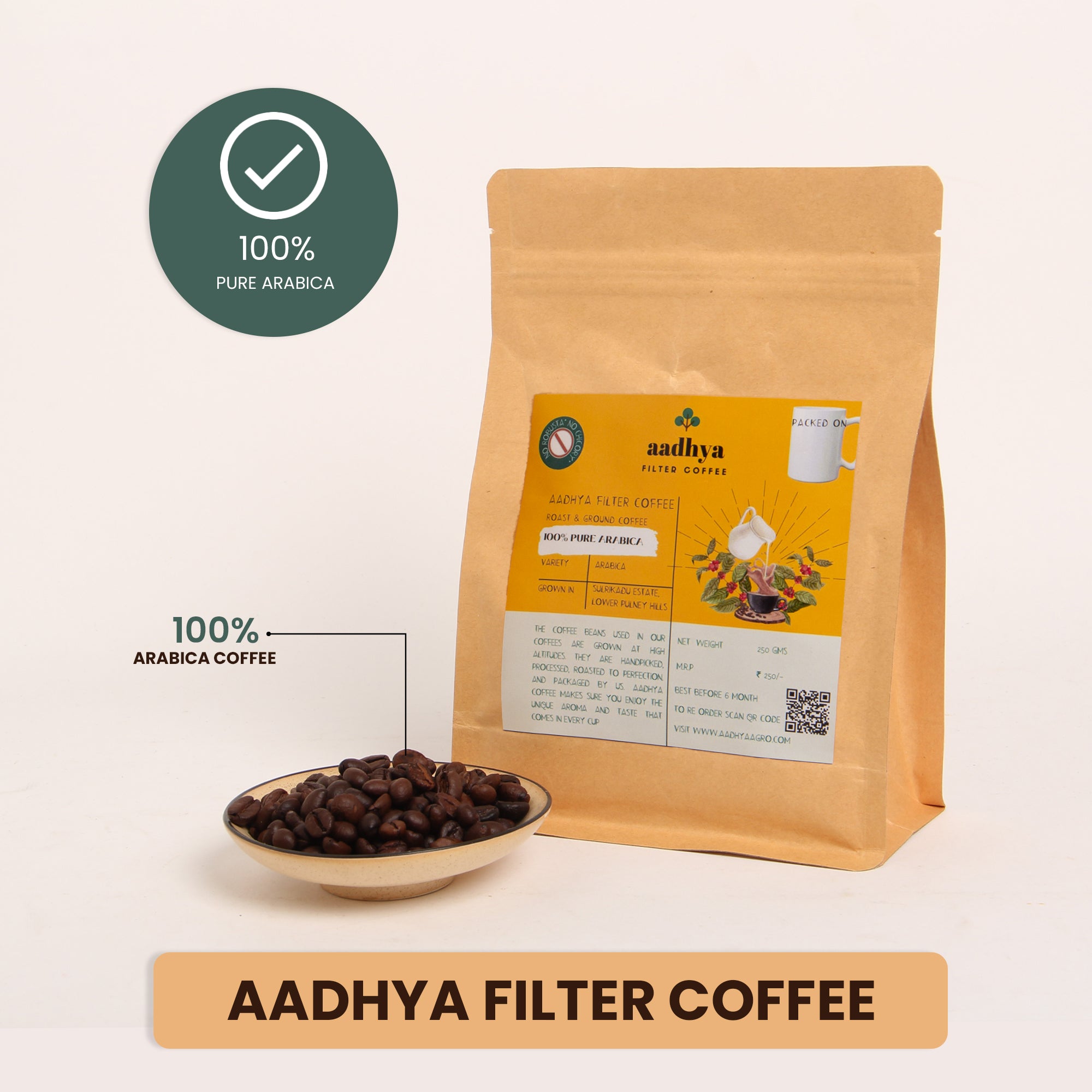 Aadhya | 100 % Pure Arabica Roasted Beans - AADHYA